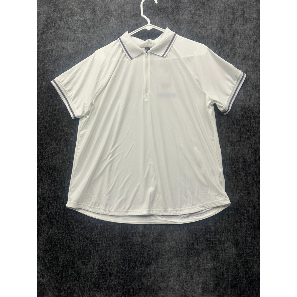 Mondetta Polo‎ Shirt Womens Large White Moisture Wicking Quarter Zip Tennis Golf